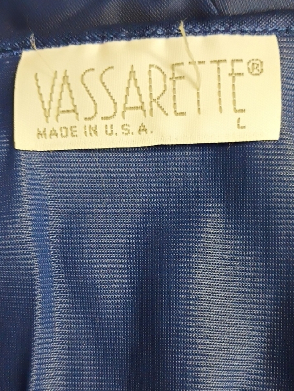 Vintage 70's Vassarette Navy Button-Front Nightgown Robe  Embroidered Collar L - Picture 6 of 9